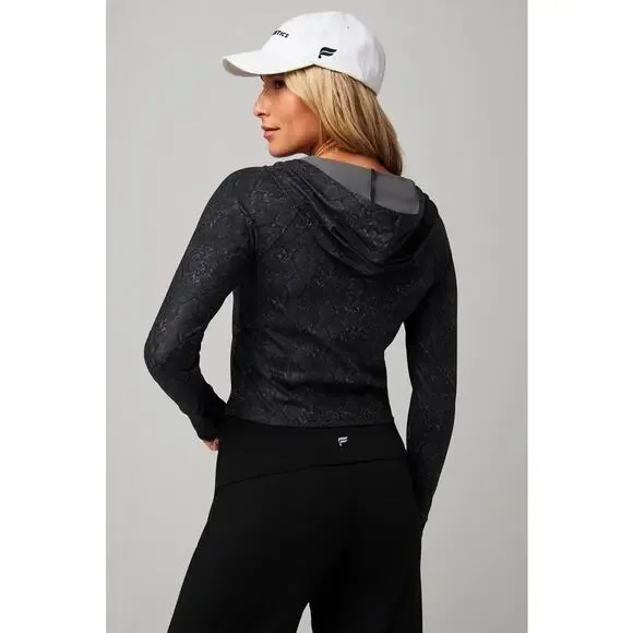 New Fabletics Oasis Cropped Hoodie Tonal Snakeskin Women's size M - Picture 2 of 8